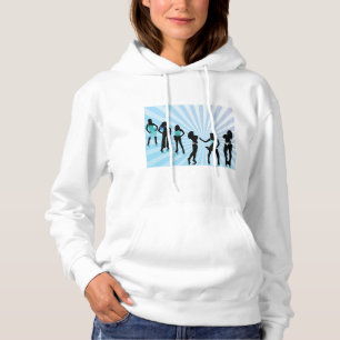Sudadera Siluetas de mujeres elegantes moda azul teal