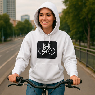 Sudadera Símbolo de bicicleta minimalista en negro y blanco