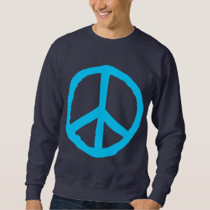 Sudadera Símbolo de paz áspero - azul de cielo en oscurid