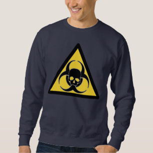 Sudadera Símbolo de riesgo biológico y calavera negro y ama
