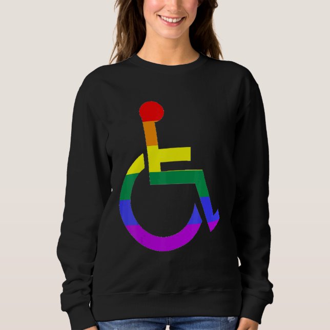 Sudadera Símbolo de silla de ruedas arco iris T- (Anverso)