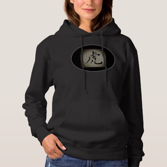 Sudadera Símbolo de TIGER chino "capucha negra" de mujer (Anverso)