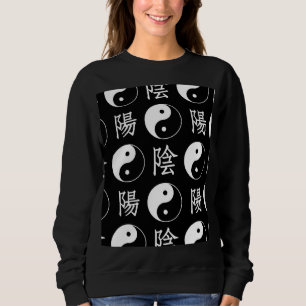 Sudadera Símbolo de Yinyang negro patrón de texto chino