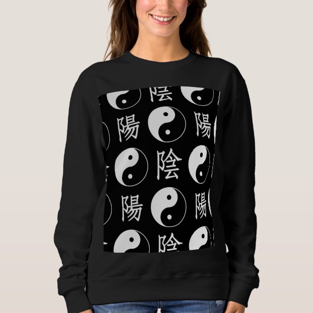 Sudadera Símbolo de Yinyang negro patrón de texto chino (Anverso)