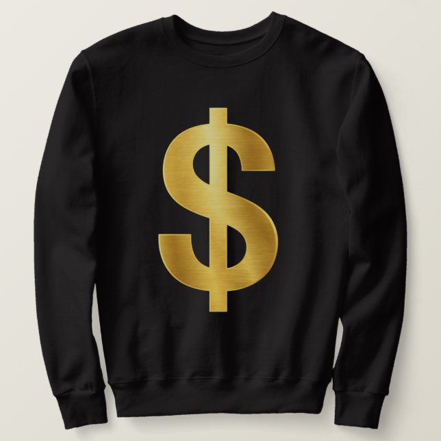 Sudadera Símbolo del signo del dólar de oro – Lujo minimali (Anverso del diseño)