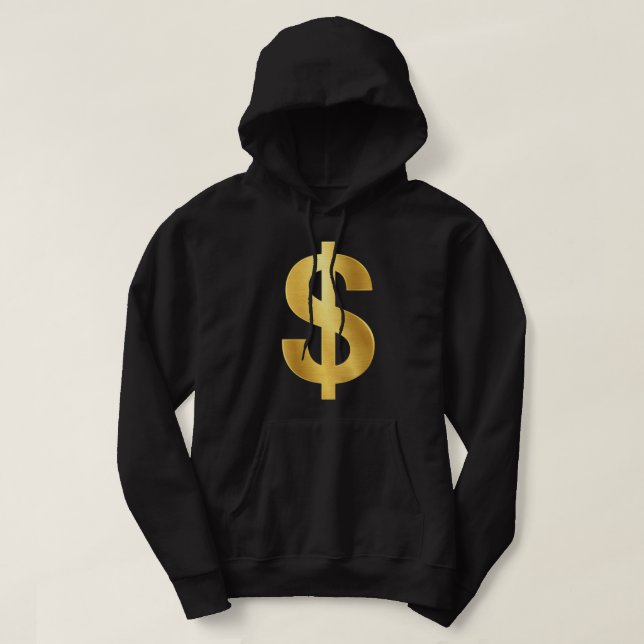 Sudadera Símbolo del signo del dólar de oro – Lujo minimali (Diseño del anverso)