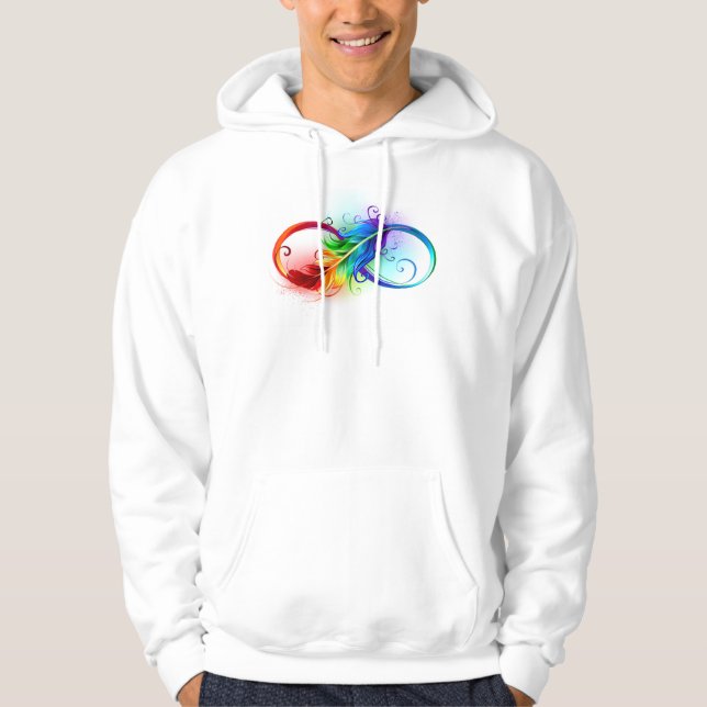 Sudadera Símbolo infinito con plumas arcoiris (Anverso)