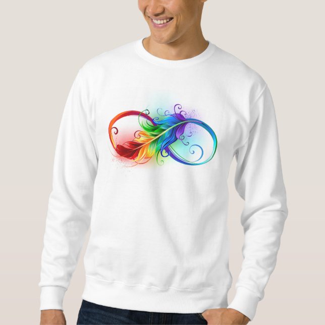 Sudadera Símbolo infinito con plumas arcoiris (Anverso)