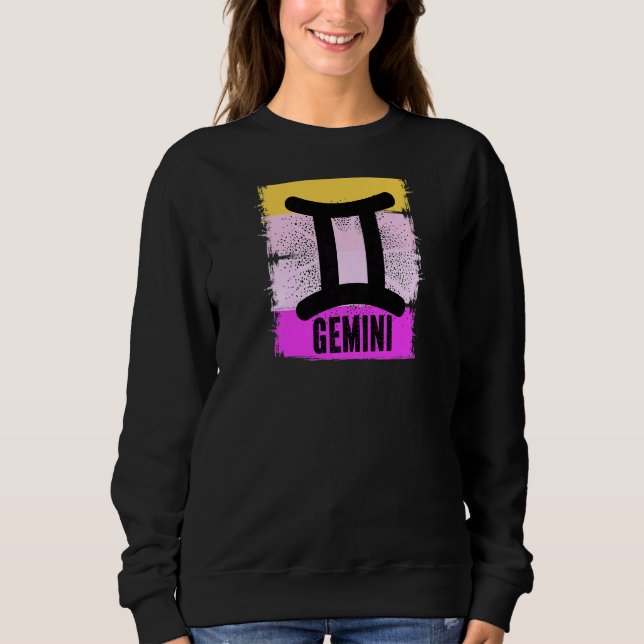 Sudadera Símbolo retro géminis cumpleaños santuario zodiaco (Anverso)