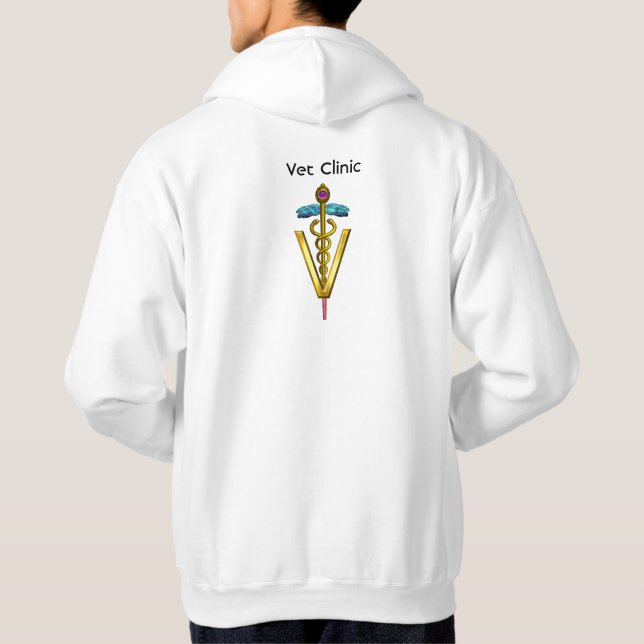 Sudadera SÍMBOLO VETERINARIO CADUCEUS DE ORO Aqua Olas azul (Reverso)