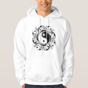 Sudadera Símbolo Yin & Yang en estilo de tatuaje negro y bl