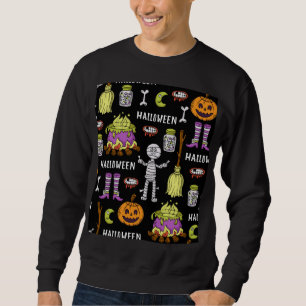 Sudadera Símbolos de Halloween, tema vintage sin fisuras