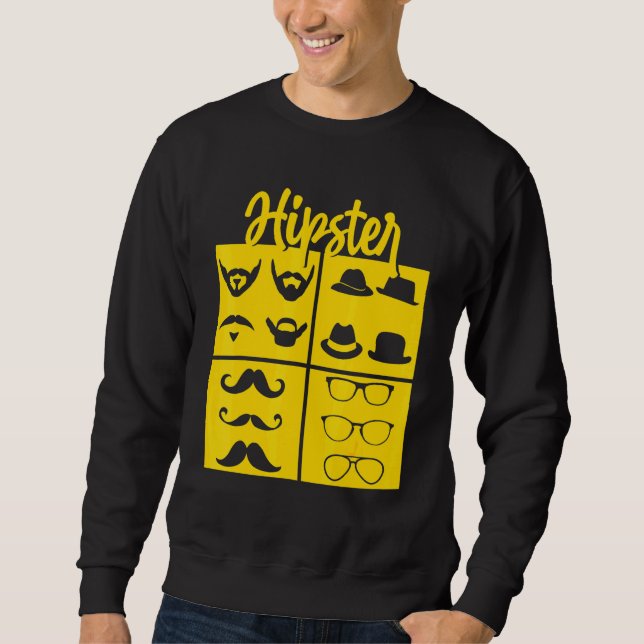 Sudadera Símbolos de hipster Gafas de bigote para fumadores (Anverso)