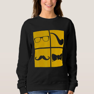 Sudadera Símbolos de hipster Mustache Pipe Gafas de fumador