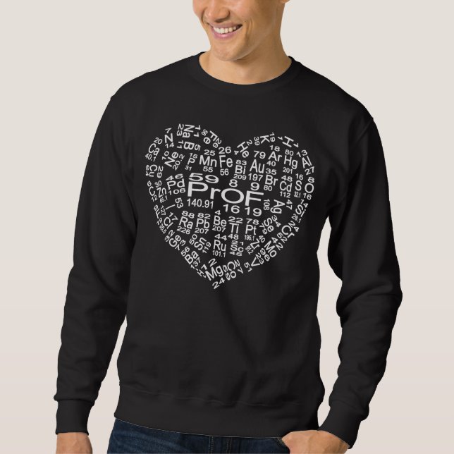 SUDADERA SÍMBOLOS QUÍMICOS EN FORMA DE CORAZÓN. (Anverso)