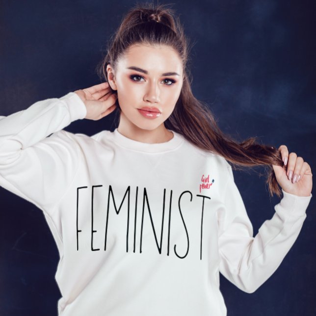Sudadera Simple guión feminista moderno Poder Chica mínimo (Subido por el creador)