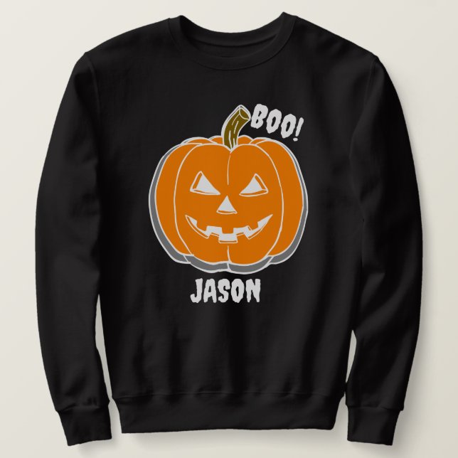 Sudadera Simple Happy Halloween calabaza de miedo (Anverso del diseño)
