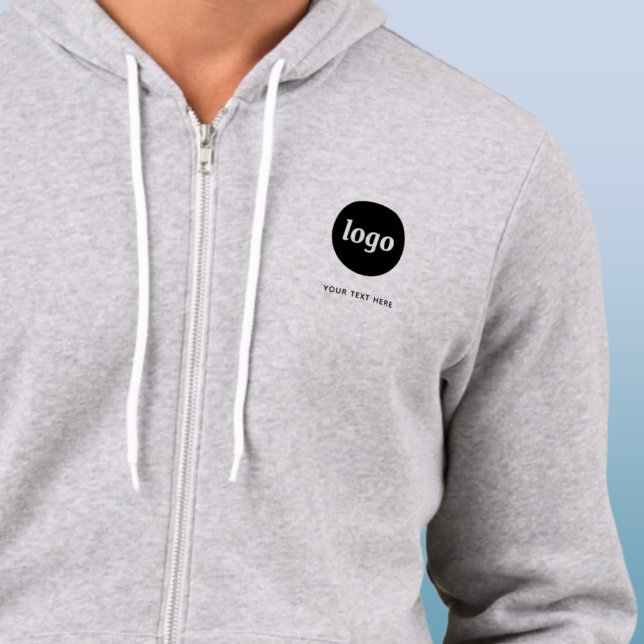 Sudadera Simple Logo and Text Business (Simple logo with custom text business branding promotional crest zip hoodie)