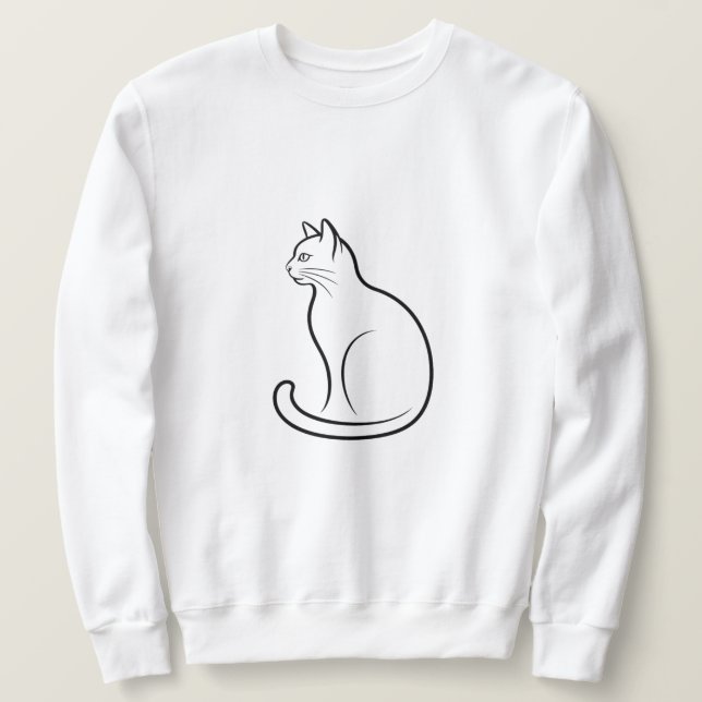 Sudadera Simple Minimal Cat  (Anverso del diseño)