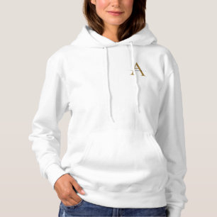 Sudadera Simple Mínimo Nombre de Monograma Blanco Inicial