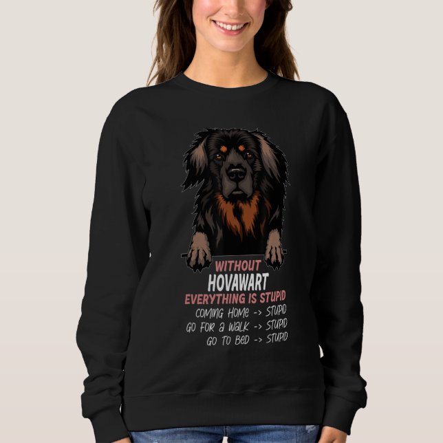Sudadera sin perro Hovawart todo es estúpido_1 (Anverso)
