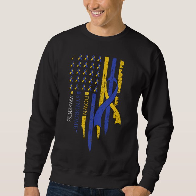 Sudadera Síndrome de Down T21 de la Bandera Americana Ribbo (Anverso)
