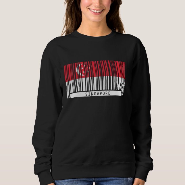 Sudadera Singapur: Bandera de Singapur, código de barras (Anverso)