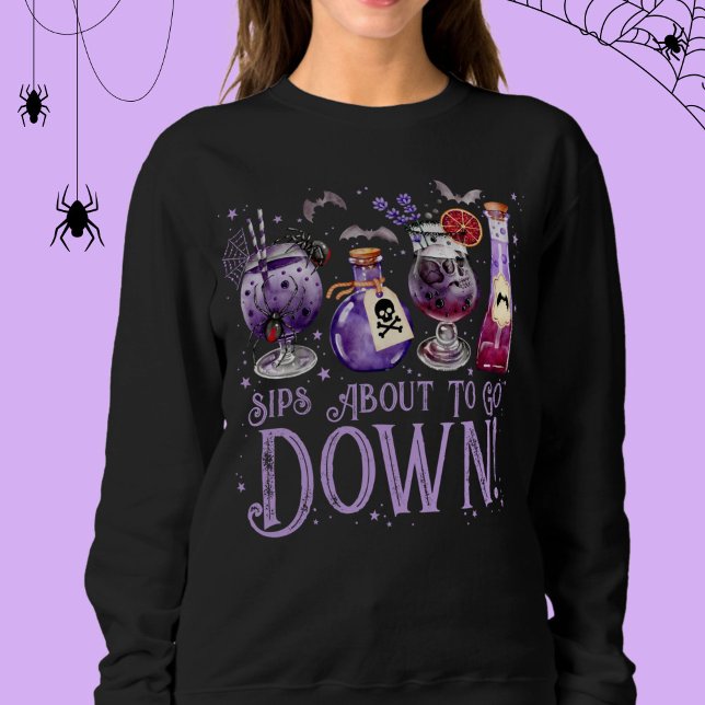 Sudadera Sips a punto de bajar cócteles de Halloween (Sips About to Go Down Halloween Cocktails Sweatshirt)