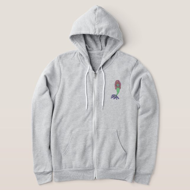 Sudadera sirena arcoíris rosa azul morado verde negro rizad (Distribución)