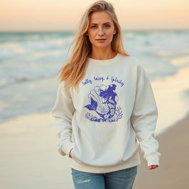 Sudadera Sirena hawaiana, salada, suave y azul pastelero