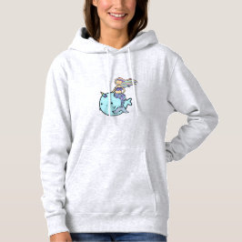 Sudadera Sirenita con el Mascota Narwal de paseo en el cabe