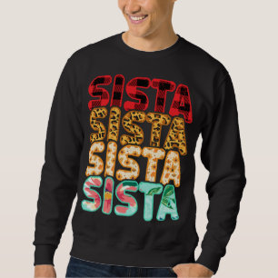Sudadera Sista Hermana Leopard Red Plaid Sunflower Family M
