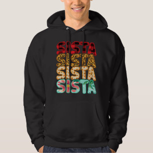 Sudadera Sista Hermana Leopard Red Plaid Sunflower Family M