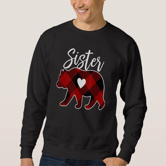 Sudadera Sister Bear Christmas Buffalo Plaid Red White & Bl (Anverso)