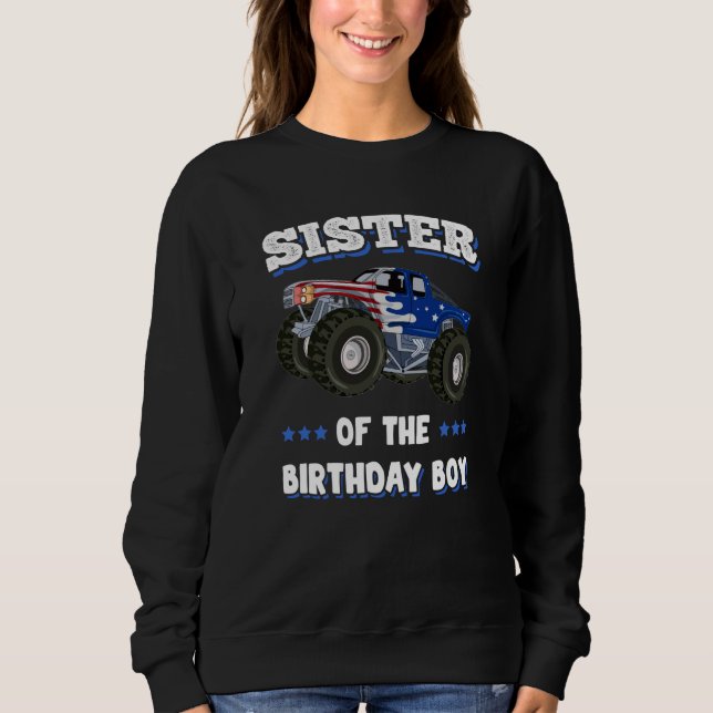 Sudadera Sister Of The Birthday Boy Sister Monster Truck Wo (Anverso)