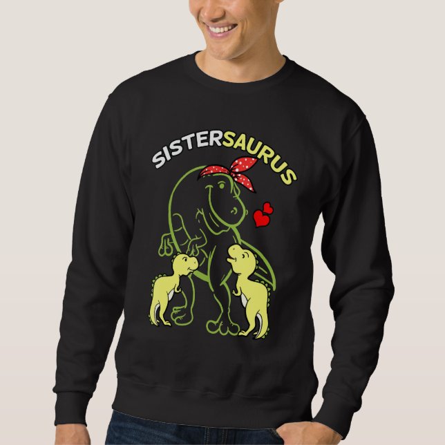 Sudadera Sistersaurus Sister 2 Niños Dinosaurio Sisters Day (Anverso)
