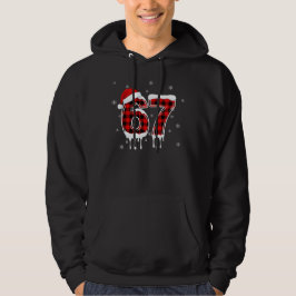 Sudadera Six Seven 6 7 Meme Checkered Design with Santa Hat