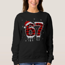 Sudadera Six Seven 6 7 Meme Checkered Design with Santa Hat