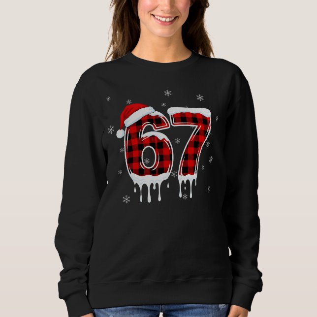 Sudadera Six Seven 6 7 Meme Checkered Design with Santa Hat (Anverso)