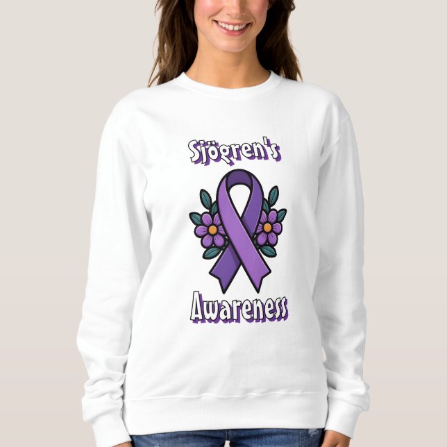 Sudadera Sjögren's Awareness | Purple Ribbon with flowers (Anverso)