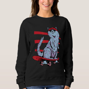 Sudadera Skate Cat Guay Retro Diversión Extraña Arte Bizarr