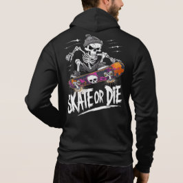 Sudadera Skateboard Edgy Halloween Skeleton Riding: Monochr
