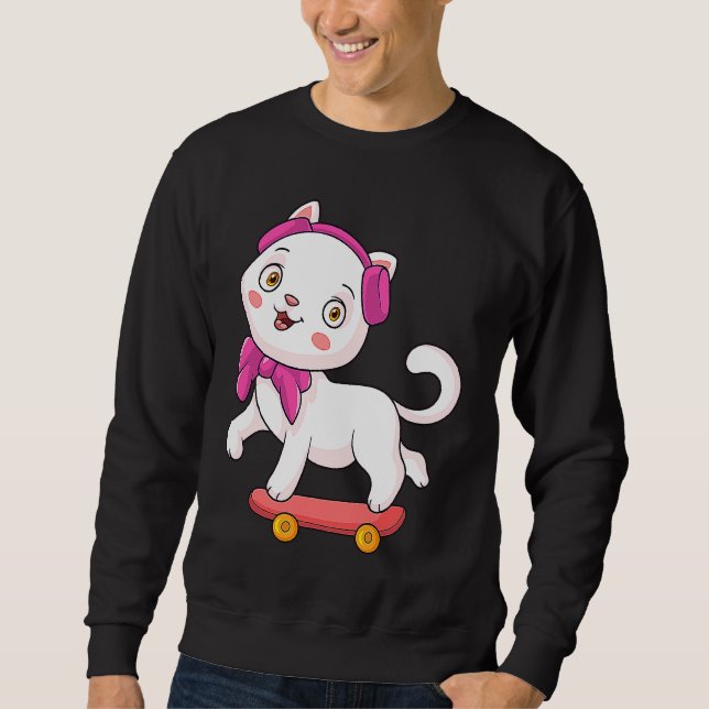 Sudadera Skateboard Skateboarder Skateboarding Cat (Anverso)