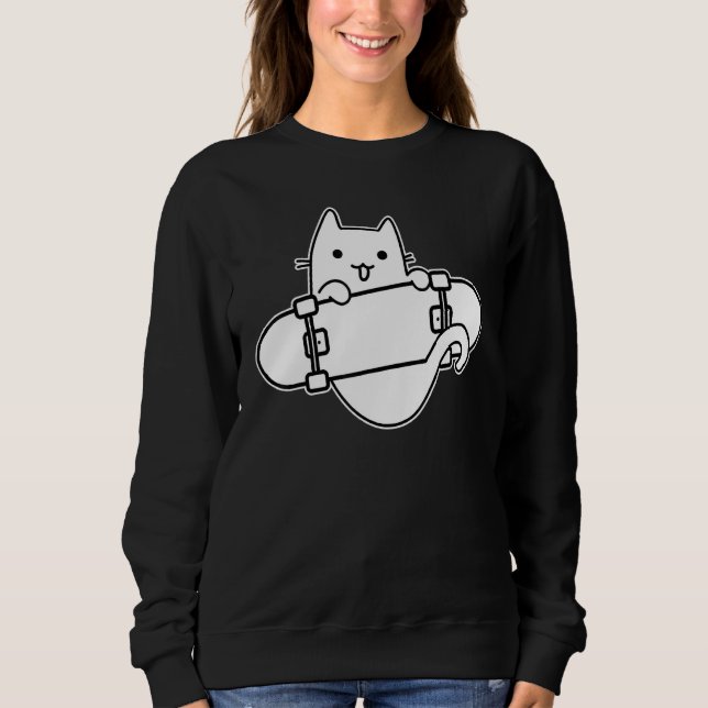 Sudadera Skateboarder Cat Skateboarding on Skateboard Outli (Anverso)