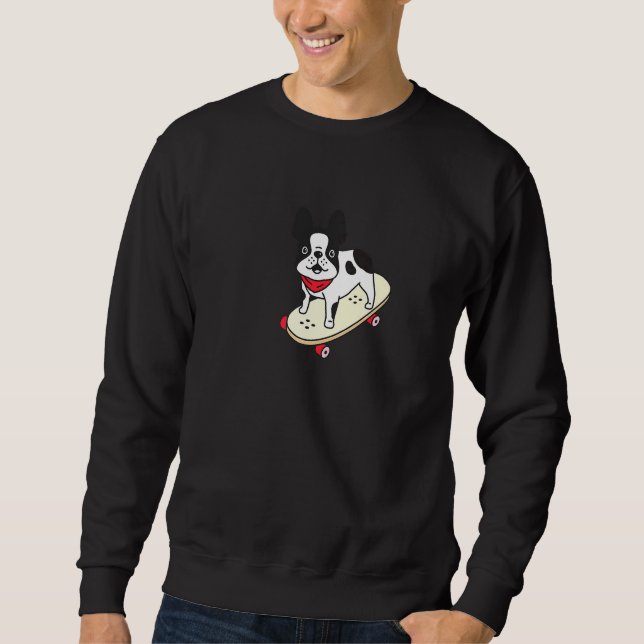 Sudadera Skateboarding Bulldog francesa Cachorro Skateboard (Anverso)