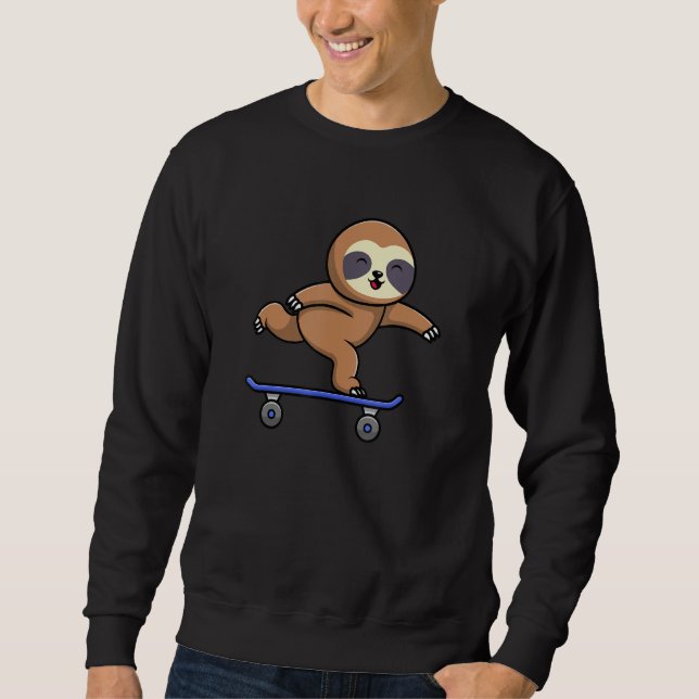 Sudadera Skateboarding Happy Sloth Skateboard Cute Sporty A (Anverso)