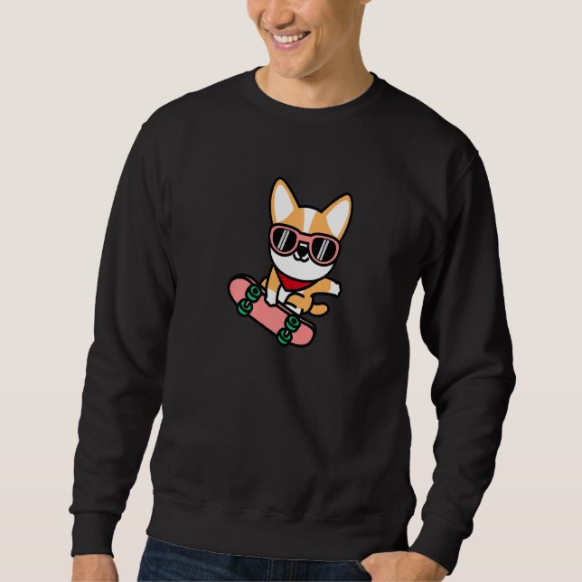 Sudadera Skateboarding Welsh Corgi Puppy Skateboard Dog Ska (Anverso)