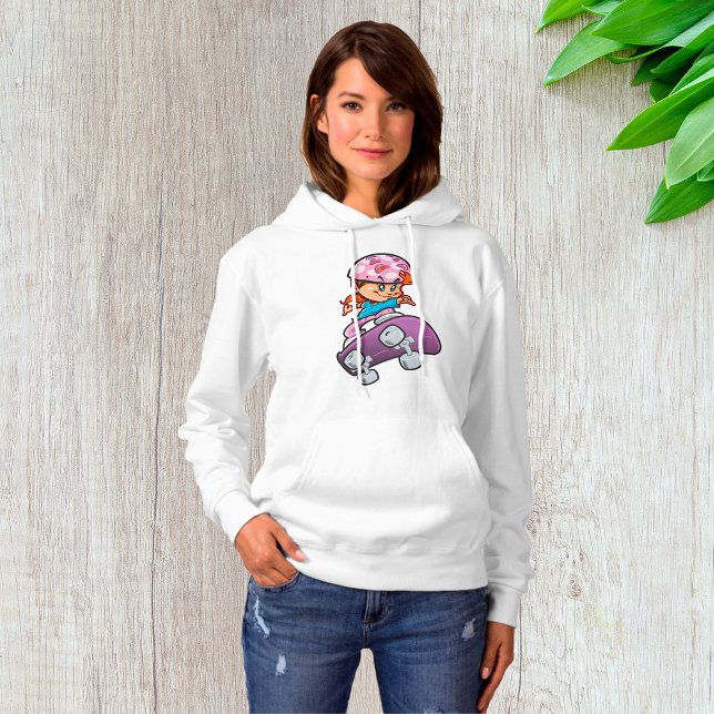 Sudadera Skater Girl Fun Pink Helmet Skateboard (Subido por el creador)