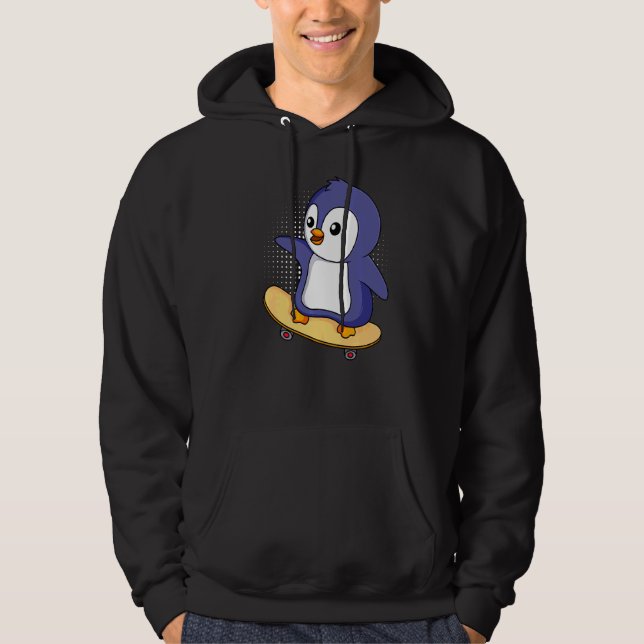 Sudadera Skater Pinguin Skateboarding Penguin (Anverso)
