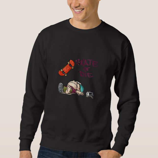 Sudadera Skaters con patineta divertida Red Skateboard Ska (Anverso)